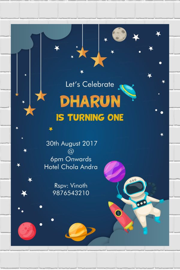 Space Theme Customized Invite on Sale