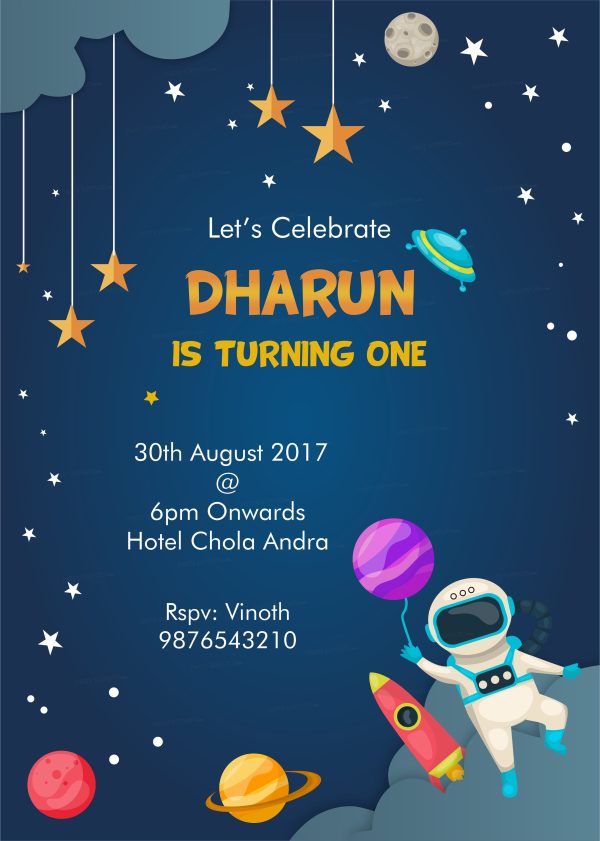 Space Theme Customized Invite on Sale