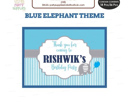 Blue Elephant Theme Thank You Card For Cheap