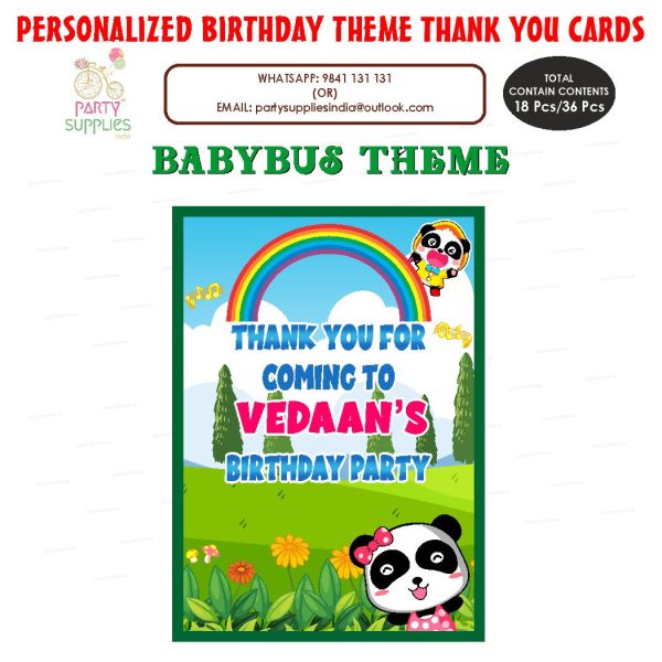 Baby Bus Theme Thank You Card Online Sale