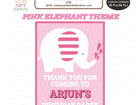 Pink Elephant Theme Thank You Card Fashion